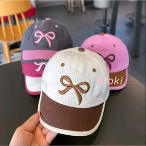 Topi Anak Perempuan Korean Style Bordir Pita Baseball Unisex Umur 5 Bulan - 4 Tahun Adem & Nyaman