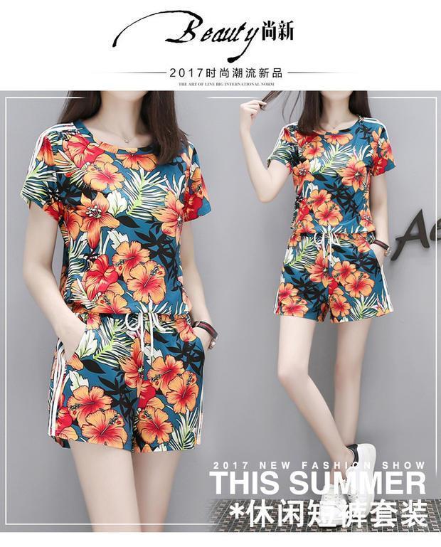 Product Introduction of ชุดสูทสองชิ้น สถานียุโรป ฤดูร้อน มาใหม่ กางเกงขาสั้นแขนสั้น พลัสไซส์ หลวมและกระชับสัดส่วน ทันสมัยและมีสไตล์ กางเกงขากว้าง เหมาะสำหรับผู้หญิง Women Clothing เสื้อผ้า 7