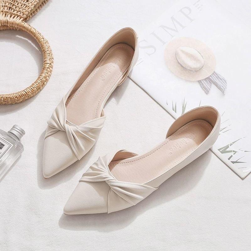  Giày Búp Bê GD06 Chân Gày Lùi 1 Size Xoắn Khoét Eo Nữ Shoes Da Mềm Cao Cấp Đế Cao Su Siêu Bền Thời Trang Đơn Giản 