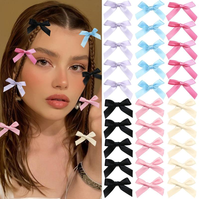 Product Introduction of Iresunny 24/10/6/2PCS 4cm Bow Barrettes Duckbill Clip Ballet Style Ribbon Small Hairpin Dopamine Sweet Beauty Braided Hair Accessories Mini BB Clip 1