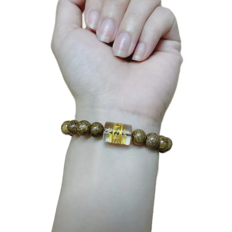 Vòng tay đơn trầm hương tự nhiên 8ly mix đá anmoni thu hút tài Lộc may mắn bình an 4