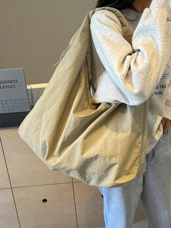 Women's Solid Color Tote Bag, Large Capacity Shoulder Bag for Daily Used, Casual Trendy Versatile High-quality Daily Commuting Bag, Girl Fashionable Shopping Bag 4
