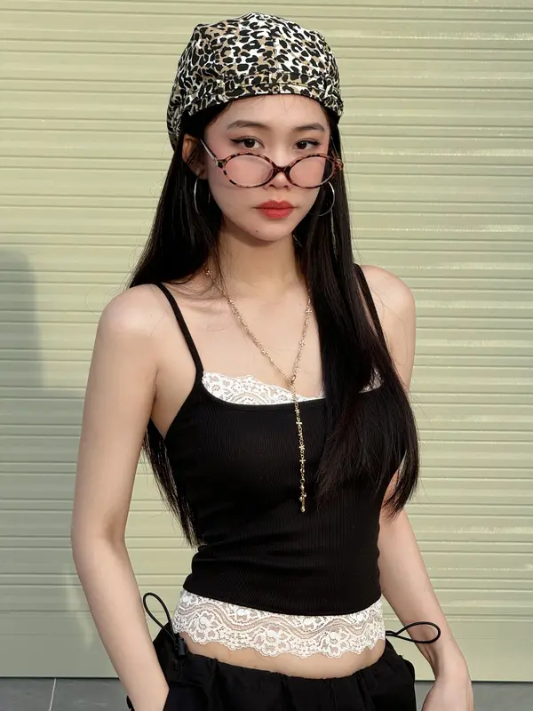 A27 - Áo Hai Dây Phối Ren Xinh KHÔNG KÈM MÚT Thun Co Giãn Nữ Women Top 3