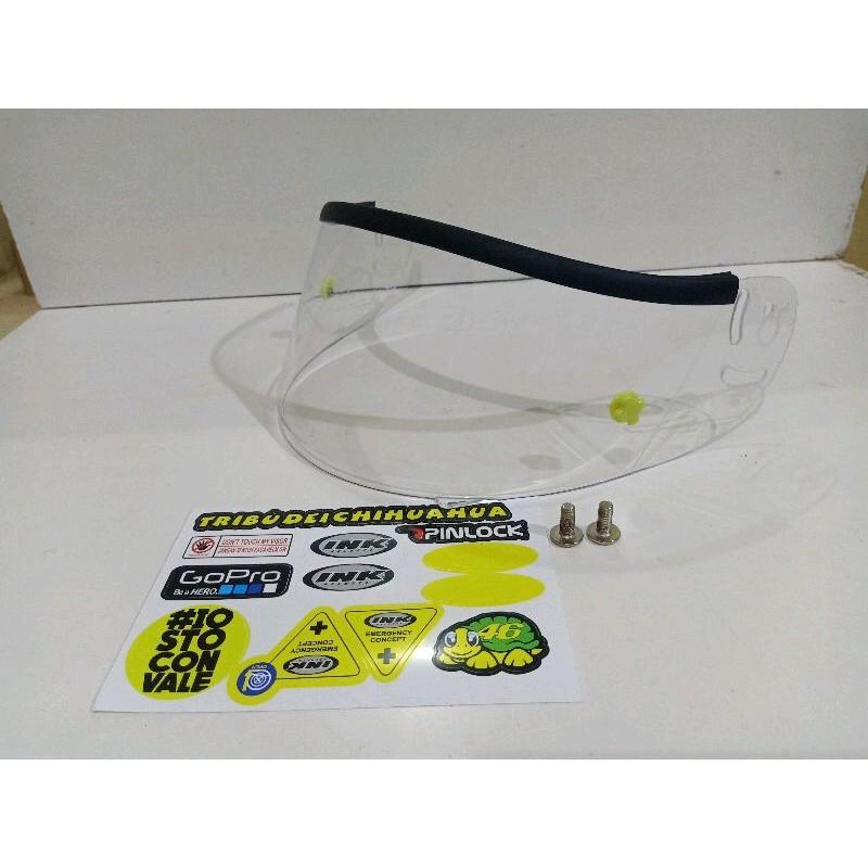 kaca helm INK Cl Max paket lengkap(visor+tear off post+talang air+stiker+baut iridium 1