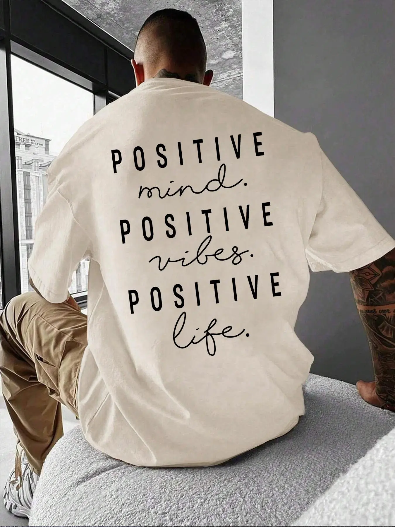 Unisex Men's Letter Print Drop Shoulder Tee, Regular Fit Casual Short Sleeve Round Neck T-shirt for Summer, Fashion Men's Crewneck Tshirt Top for Daily Wear, Graphic Tee, Streetwear Menswear, Going Out Tops