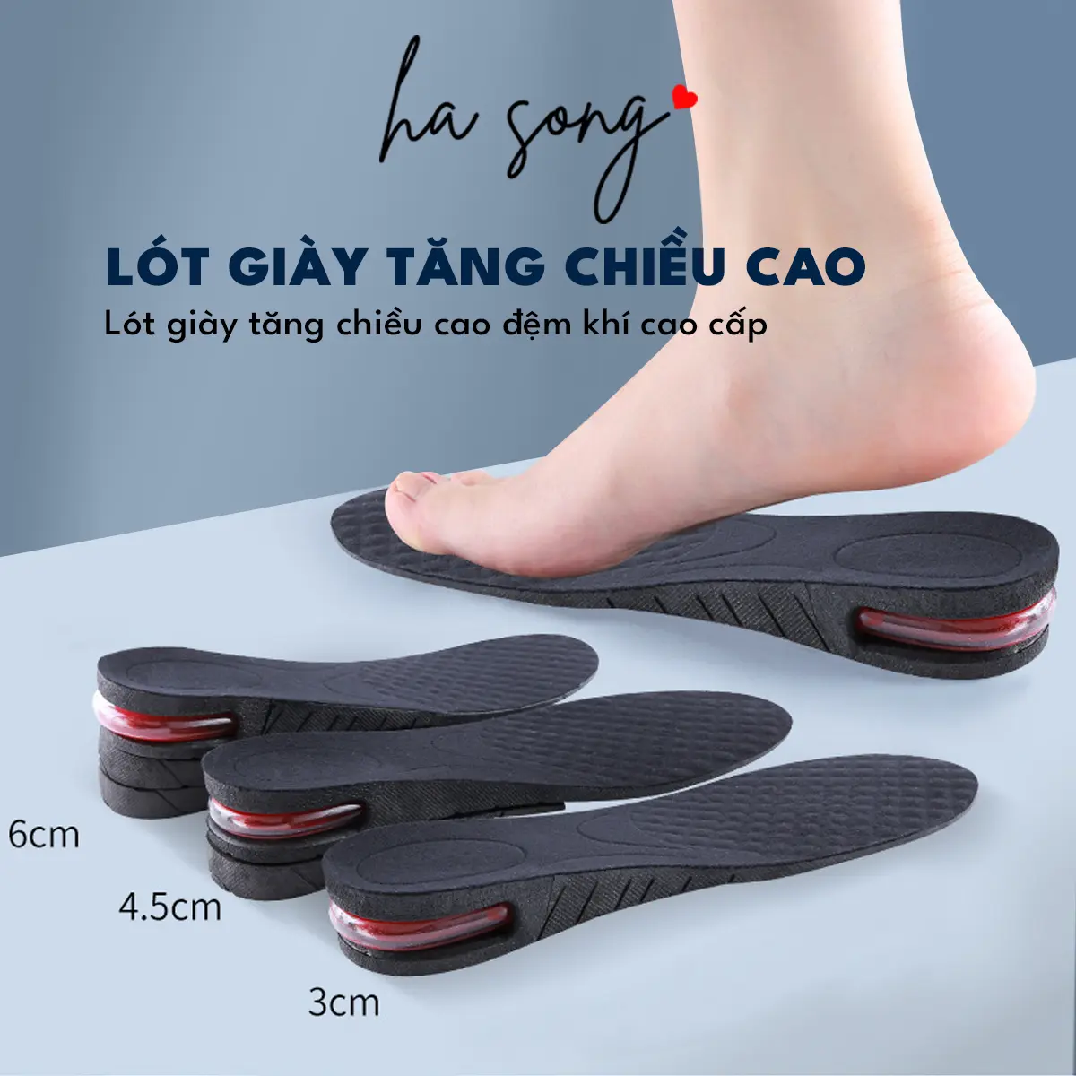 Miếng lót giày độn đế tăng chiều cao có đệm khí nguyên bàn