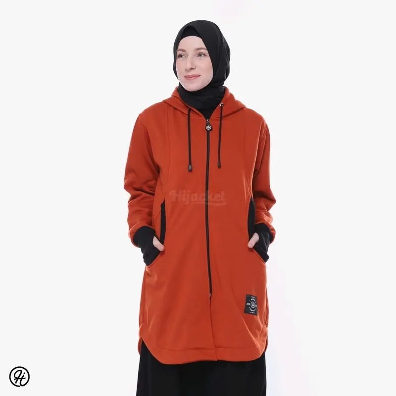 Hijacket Elektra Teracotta 100% Original - Jaket Wanita Panjang Bahan Premium Fleece - Outerwear for Hijabers 3