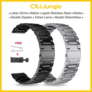 CitiJungle 22mm tali jam tangan pintar asli stainless steel, warna perak/hitam, cocok untuk Neo GPS/Neo 1/Neo S1/Neo 2GT