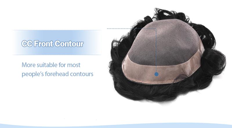 Product Introduction of K.S WIGS Fine Mono Human Hair Wig Men Toupee 120% Density Natural Wig Hair System Human Hair Toupee 1B# for Men Male Wig Hair 10