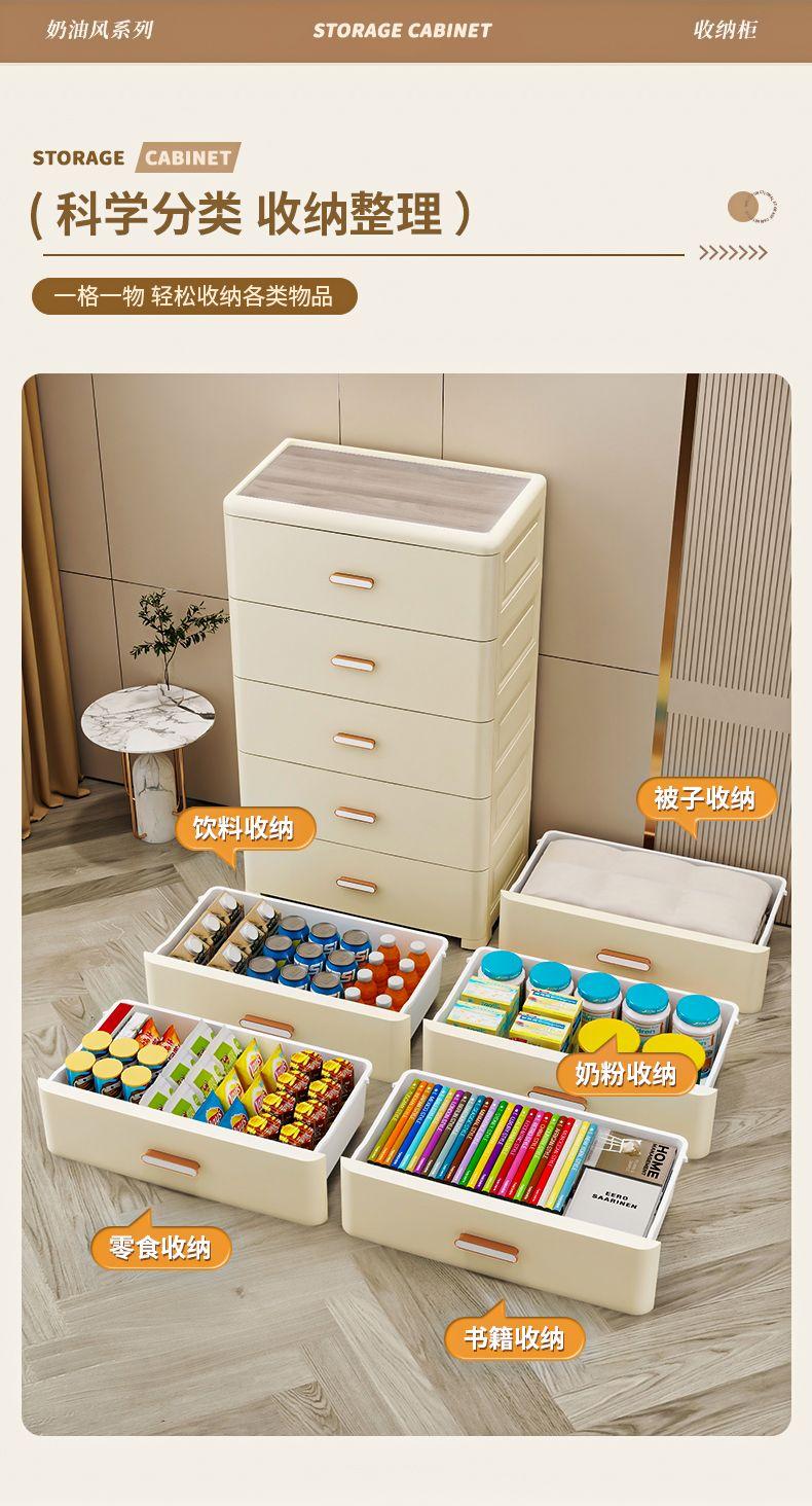 Product Introduction of Thickened Storage Cabinet, Organizer Cabinet, Household Snack Storage Box, Bedroom Plastic Five-Drawer Cabinet, Storage Cabinet, Drawer Style 9