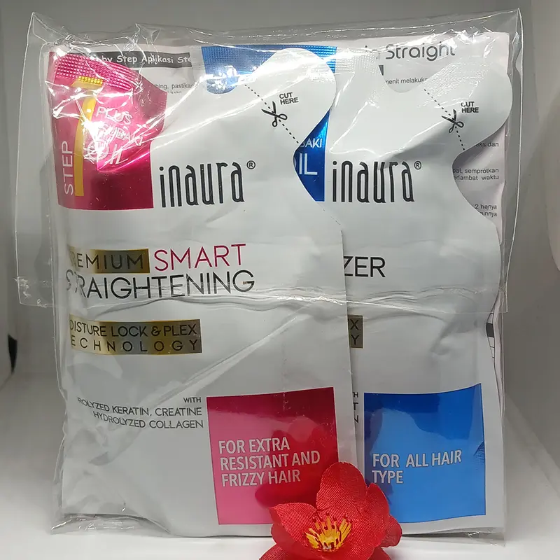 Inaura Magic Straight Smoothing Keratin System (Sekali Pakai) 2X130 gr Obat Pelurus Rambut Untuk Penggunaan Professional WAJIB CATOK & BACA CARA PEMAKAIAN 2