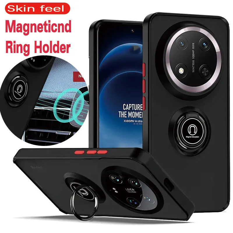 HONOR X9c 5G With Ring Holder Phone Case For Honor X9c X9c Smart X9b X9a HonorX9c 4G 5G 2024 Matte Transparent Silicone Armor Shockproof Casing Hard Protection Back Cover