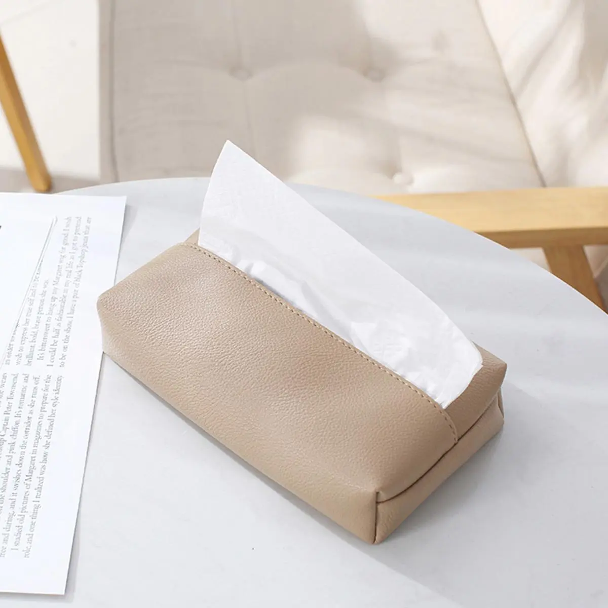 Creative Leather Tissue Box Nordic Style Home Living Room Light Luxury Tissue Holder Bedroom High-End Tissue Box