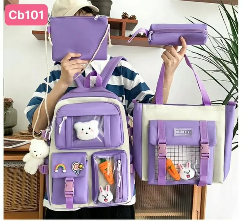 Combo Balo 4 món phong cách Hàn Quốc - Mang Đi Học Đi Chơi - Chất Vải PVC - Nhiều Mẫu Đa Dạng - Top Balo Nam Nữ 3