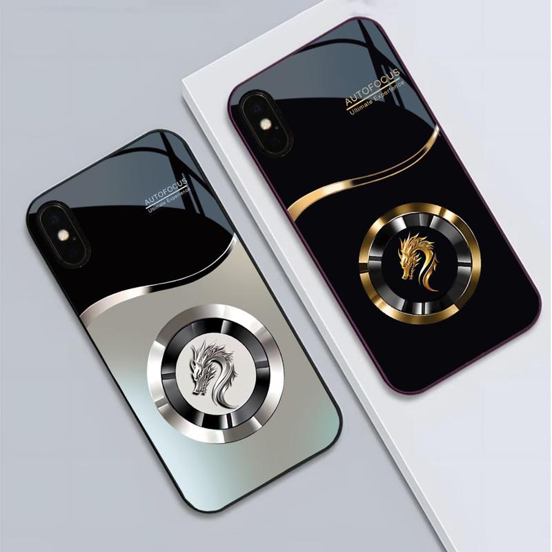  Ốp Lưng cho IPHONE X XS XS MAX Mặt kính cường lực cao cấp Họa tiết FOCUS RỒNG 