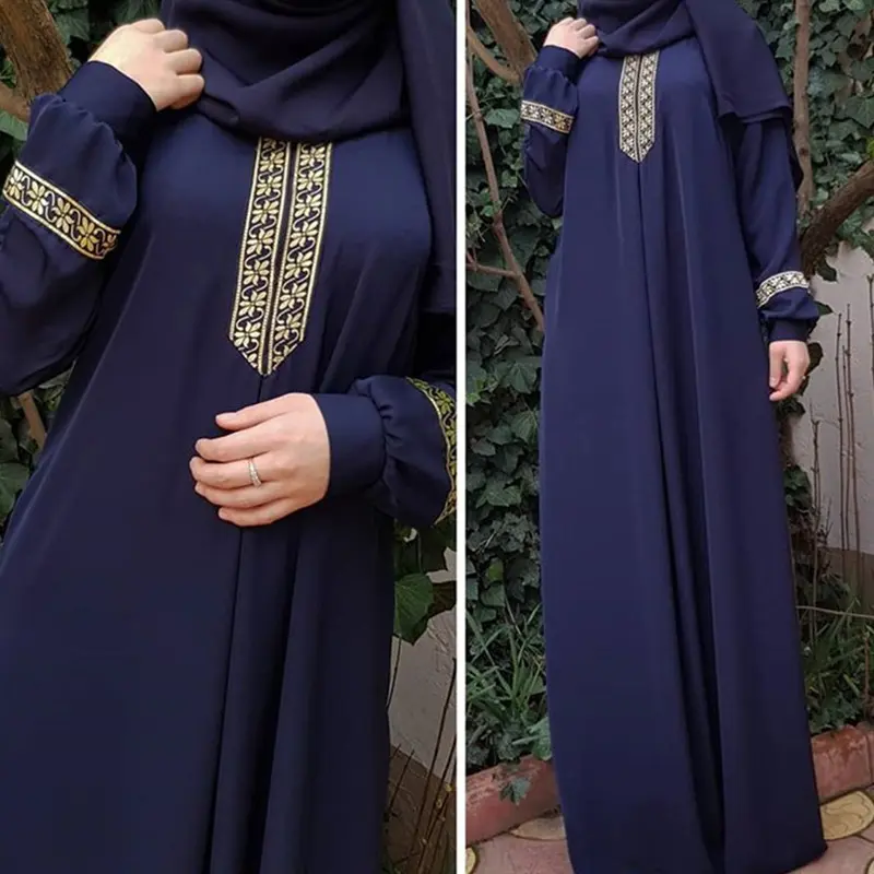 2025 Boutique Ethnic Print Loose Long Dress Foreign Trade Dress Muslim Ramadan 3