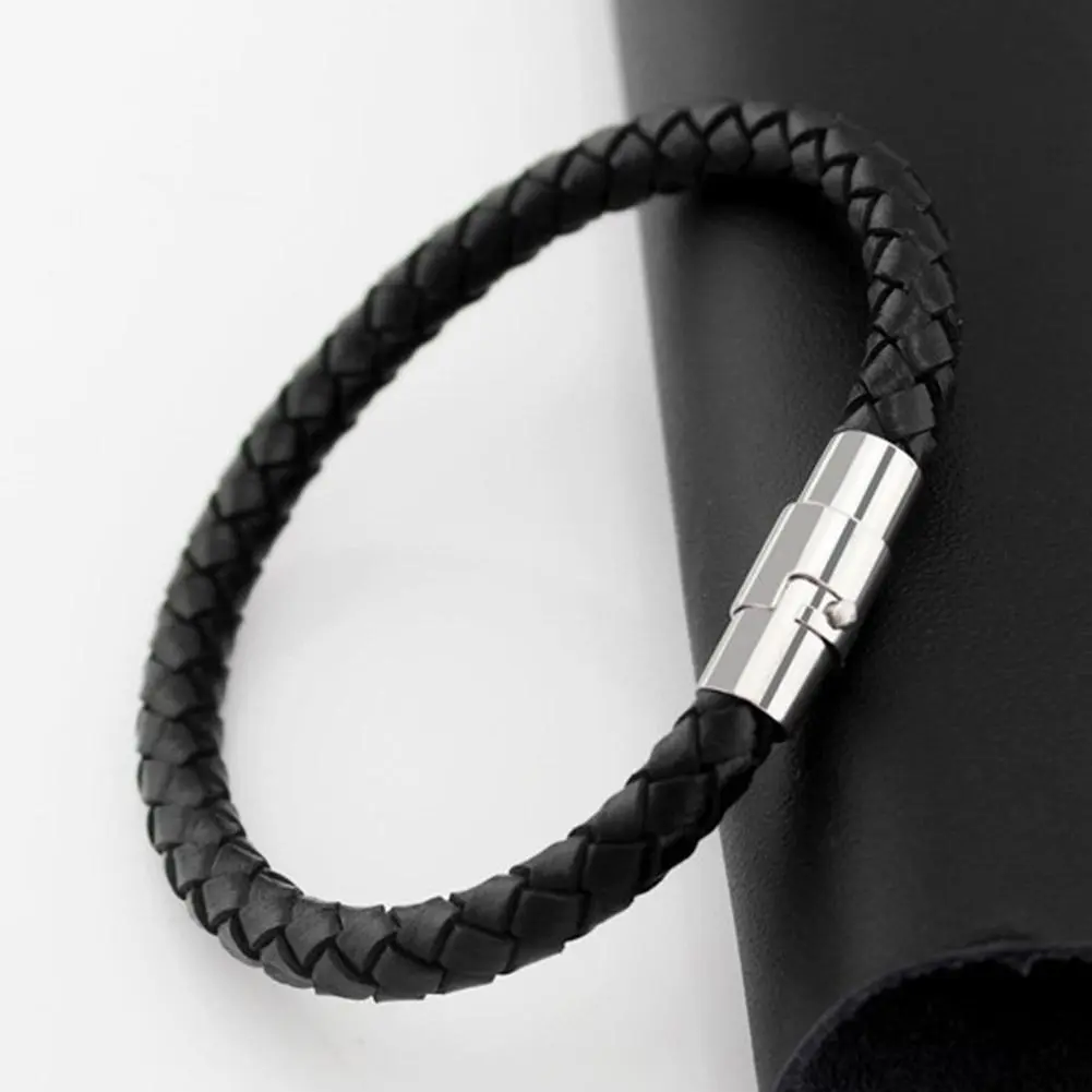 Korean Unisex Pu Rope Woven Bracelet For Men Women Charm Fashion Couple Wristband Birthday Gift Accessories