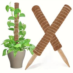 Palos de musgo, 2 palos de musgo para plantas trepadoras, soporte para plantas con palo de totem de cáscara de coco para plantas en maceta Monstera, accesorios de decoración de jardín