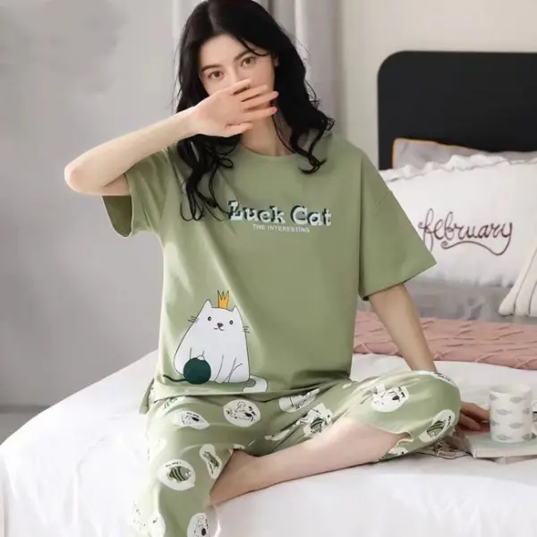 Đồ Ngủ Nữ, Phong Cách Nhật Bản Hoạt Hình, Dễ Thương, Ngắn Tay, Cỡ Lớn Women Áo 8