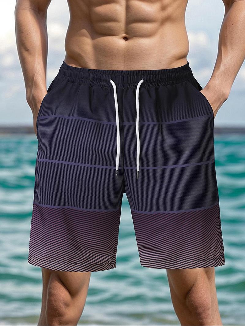 Product Introduction of Men's All Over Print Drawstring Waist  Shorts, Casual Comfy Breathable Shorts for Summer, Men's Shorts for Beach Vacation 7