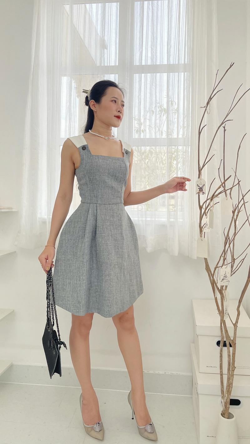 Product Introduction of Váy Xoè Chữ A Xếp Ly Eo- Ngọc Hân Store Cho Nữ Màu Xám  Women Dress Voan Voi váy  flanes Đầm váy  tiệc 2