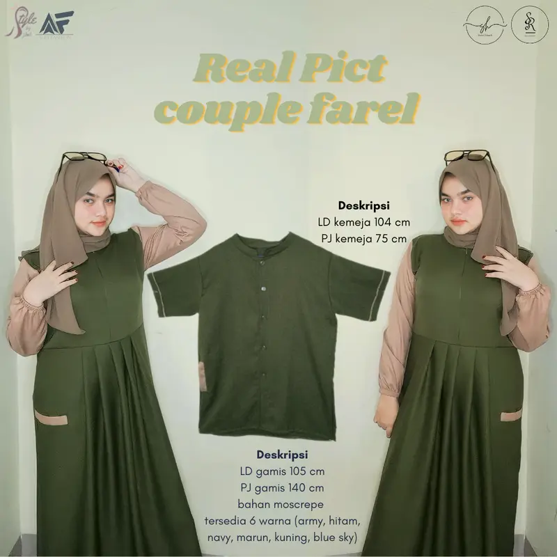Couple FAREL terlaris // gamis couple lebaran 2025// couple farel pasangan gamis+kemeja/ baju lebaran 2025 6