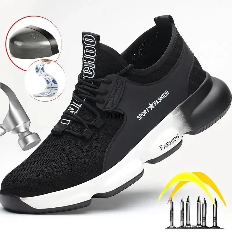 Sepatu Kerja Safety Pria Shoes Cowok Ujung Besi Baja  Model Boots Casual Sneakers  High Quality Premium Waterproof 2