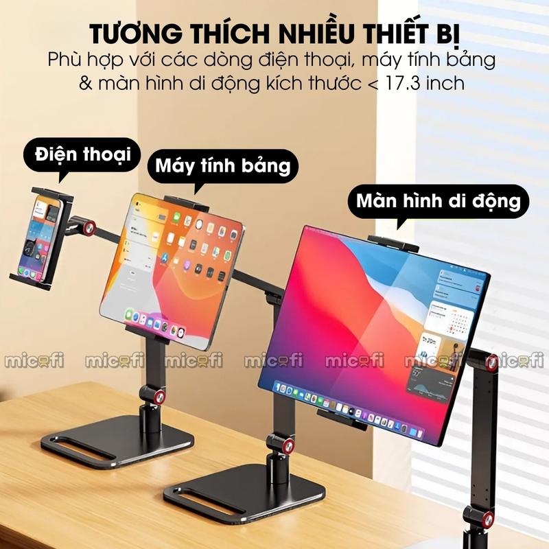 Arm Màn Hình Micofi, Kệ Để Giá Tay Treo Đỡ Màn Hình Phụ Máy Tính Bảng PC iPad Xoay 360 Độ Di Động 6