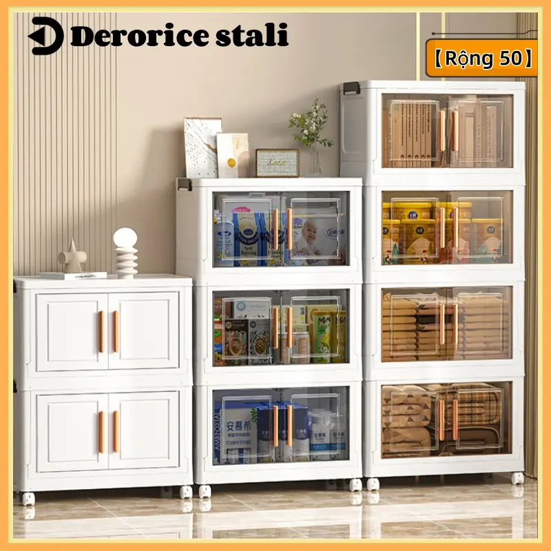 【Rộng 50】Derorice stail Tủ đựng đồ nhựa màu trắng thời trang, có sẵn 3/4/5/6 tầng, lắp đặt tự do，rộng 50cm, linh hoạt kết hợp, thiết kế đơn giản 0