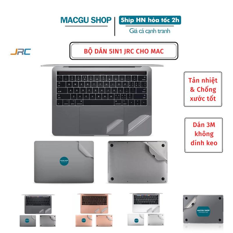 BỘ DÁN MACBOOK 5IN1 JRC/INTHEWORLD-độ bền cao,chống xước tốt, skin bảo vệ mac, màn hình macbook DM01