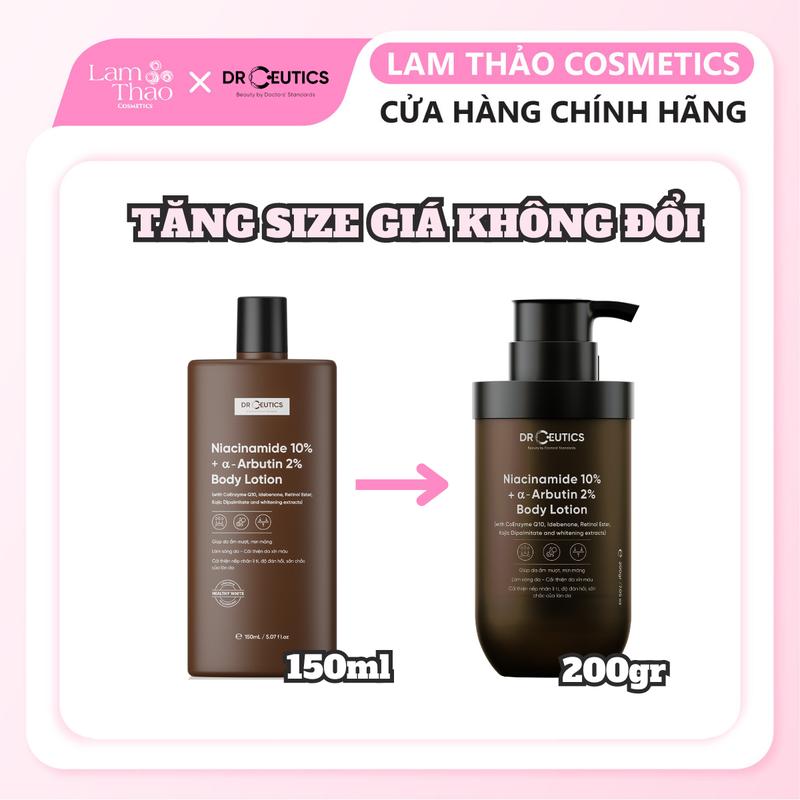 Sữa Dưỡng Thể Dưỡng Da Body DrCeutics Niacinamide 10%+ α- Arbutin 2% Body Lotion