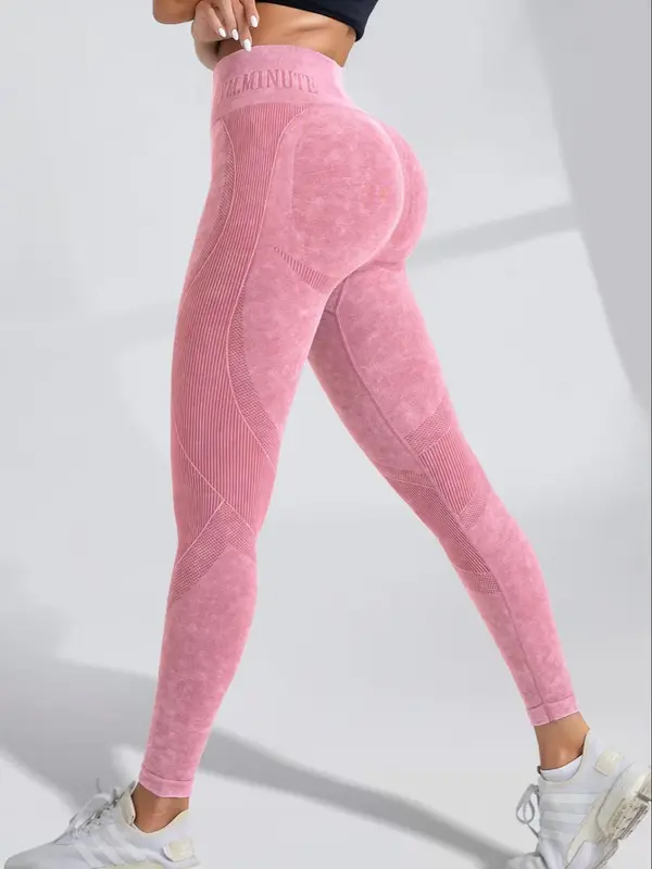 Women's Solid High Waist Sports Leggings, Casual Comfy Breathable Butt-lifting Skinny Pants for Yoga Gym Workout Running, Ladies Sportswear for All Seasons 7