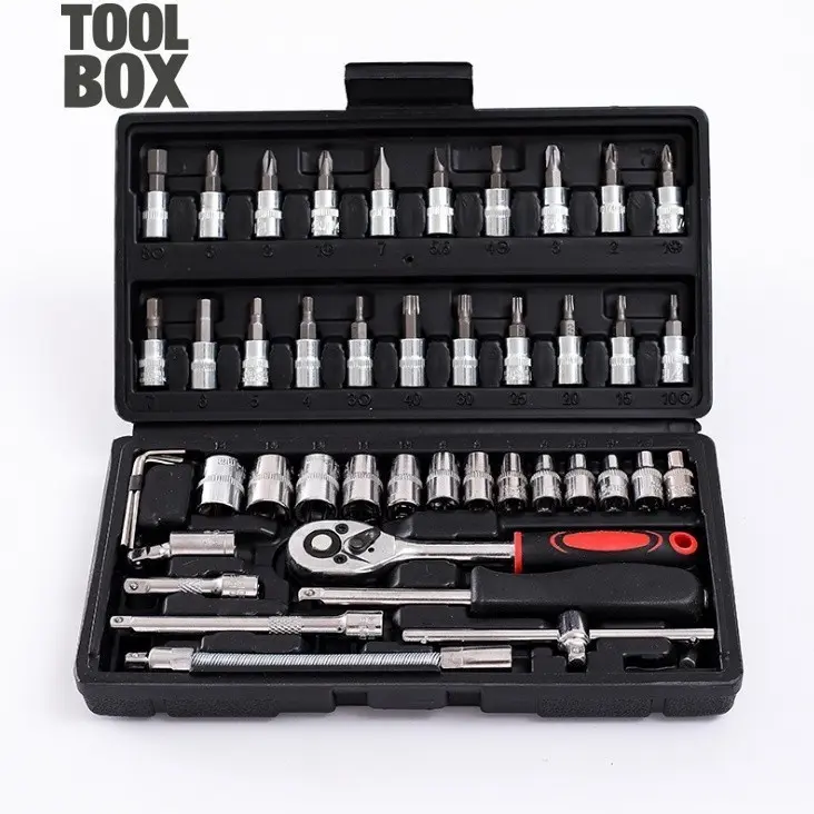 [penawaran istimewa] TOOLBOX Kunci Socket 46/48 Pcs 1/4" + Obeng shock Tool Kit Set  Lengkap Socket Tool 3