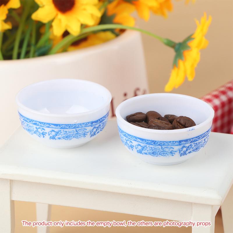 Product Introduction of 2Pcs/Set 1:6 Dollhouse Miniature Retro Bowl Blue and White Bowl Tableware Kitchen Model Decor Toy Doll House Accessories 18