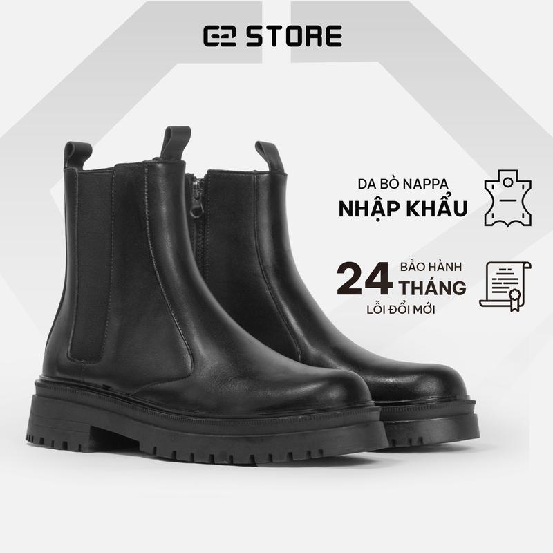 Chelsea boot đế chunky G2 chất liệu da bò nappa nhập khẩu cao 5,5cm tăng chiều cao Cao Su Nam