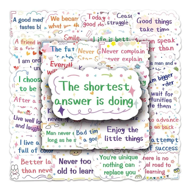 100pcs Motivational English Graffiti Pattern Sticker, Creative Graffiti Decorative Sticker For Computer, Notebook, Luggage, Refrigerator 3