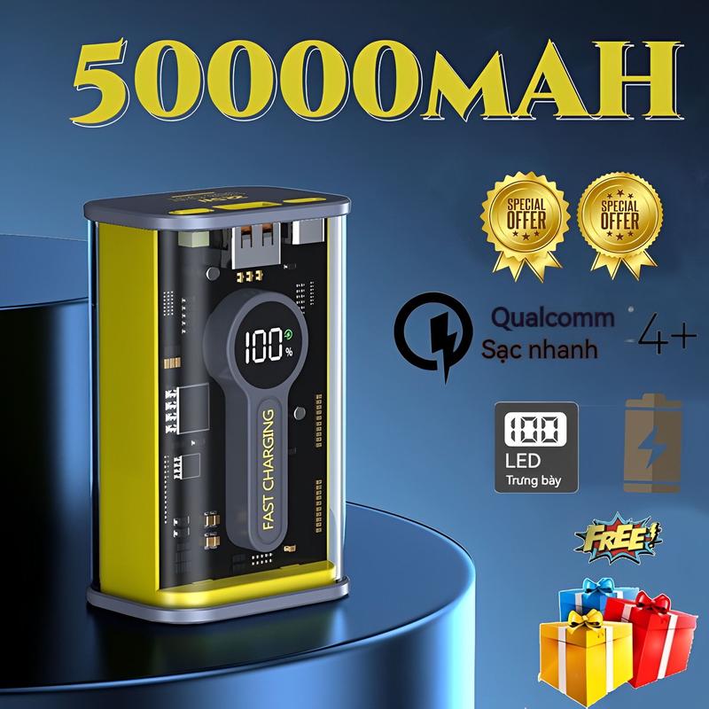 Ban Đầu 50000 MAh Sạc Pin Dự Phòng Với 2 Đầu Ra USB Màn Hình Hiển Thị LED 2.1A Sạc Nhanh Mini Punk Pin Dự Phòng