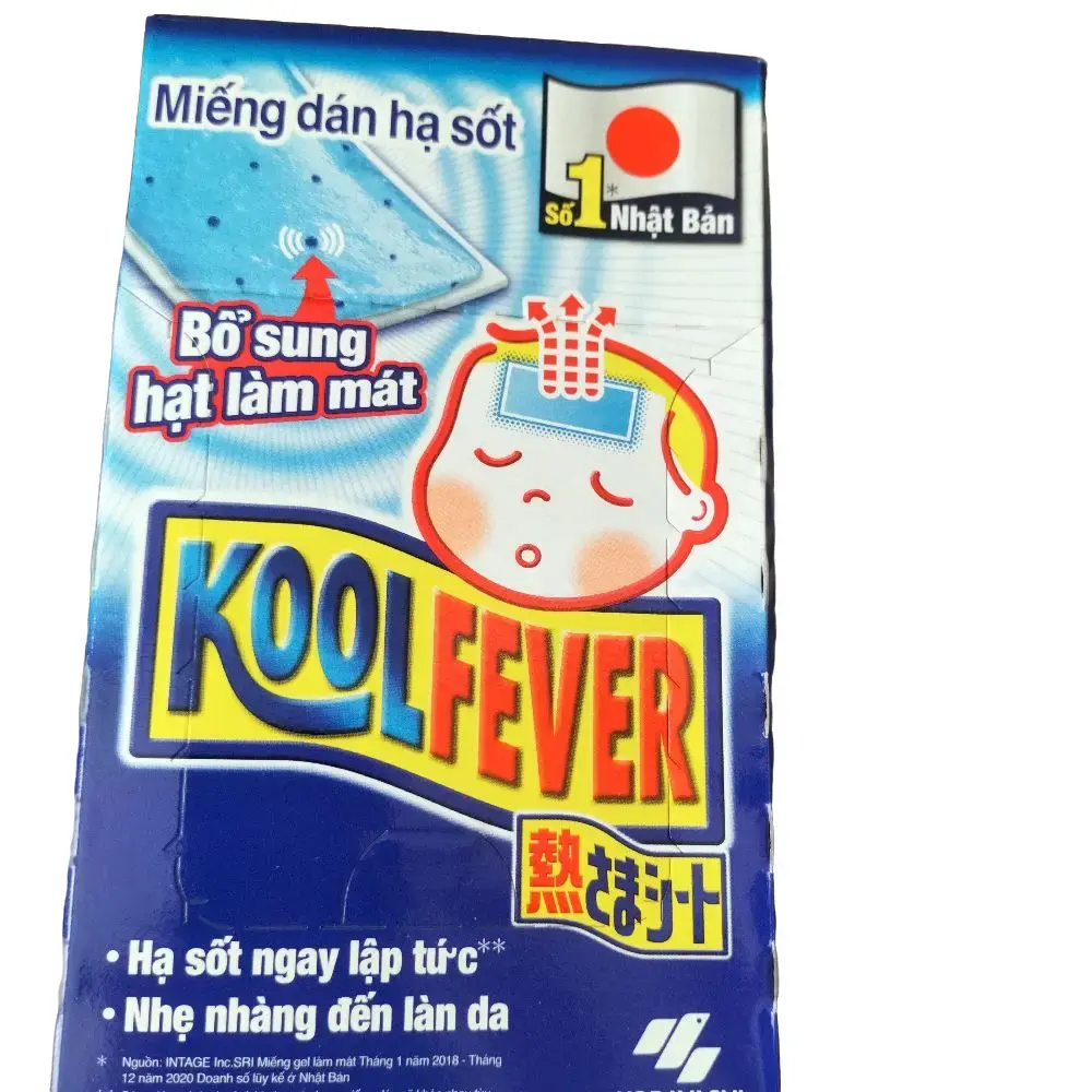 A007_Miếng dán hạ sốt Koolfever - hạ sốt nhanh, nhẹ  nhàng cho làn da bé. Hộp 8 túi x 2 miếng