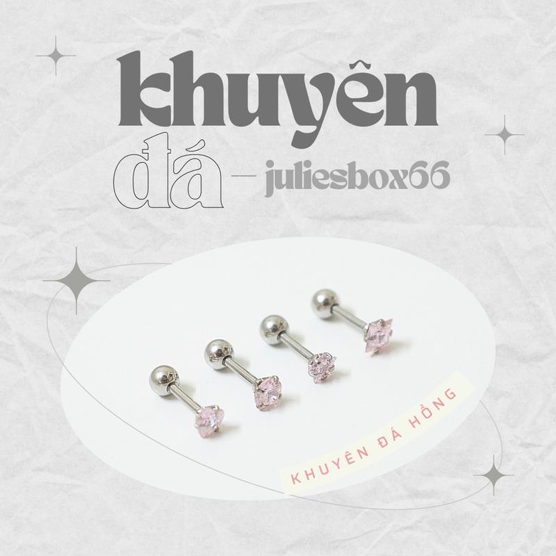1 CHIẾC Khuyên tai chất liệu thép không gỉ ĐÁ MÀU HỒNG Không Gỉ Không Kích Ứng juliesbox XỎ