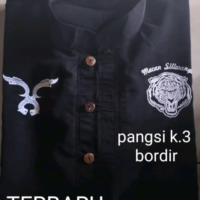 setelan baju pangsi dewasa bordir# baju pangsi Sunda kancing 3 bordir  Putih 3