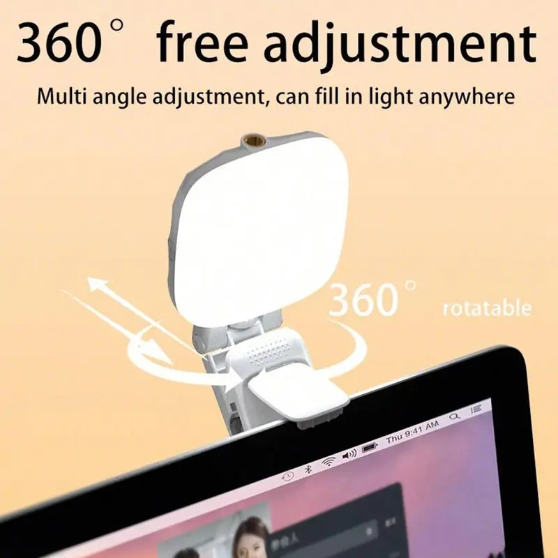 LED Selfie Light with Clip, USB Rechargeable Photography Fill Light, 360° Rotatable Light for Studio Portrait Shooting, Perfect to Meet The Needs Of Summer Photography 2