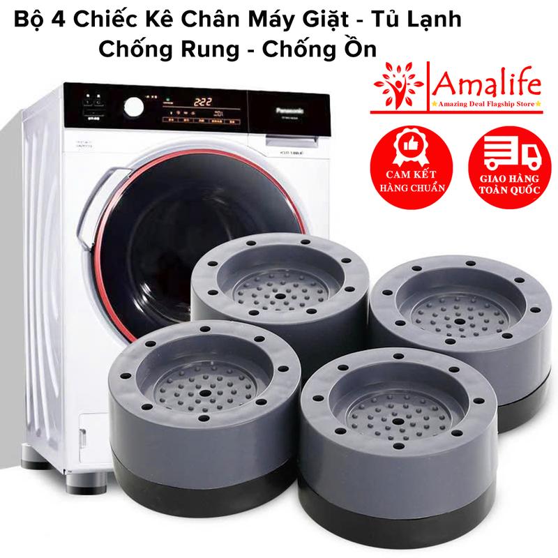  Bộ 4 Chân Đế Máy Giặt Tủ Lạnh Kê Ghế 4 Miếng Chống Rung Chống Trơn Trượt Đa Năng Chính Hãng Amalife 