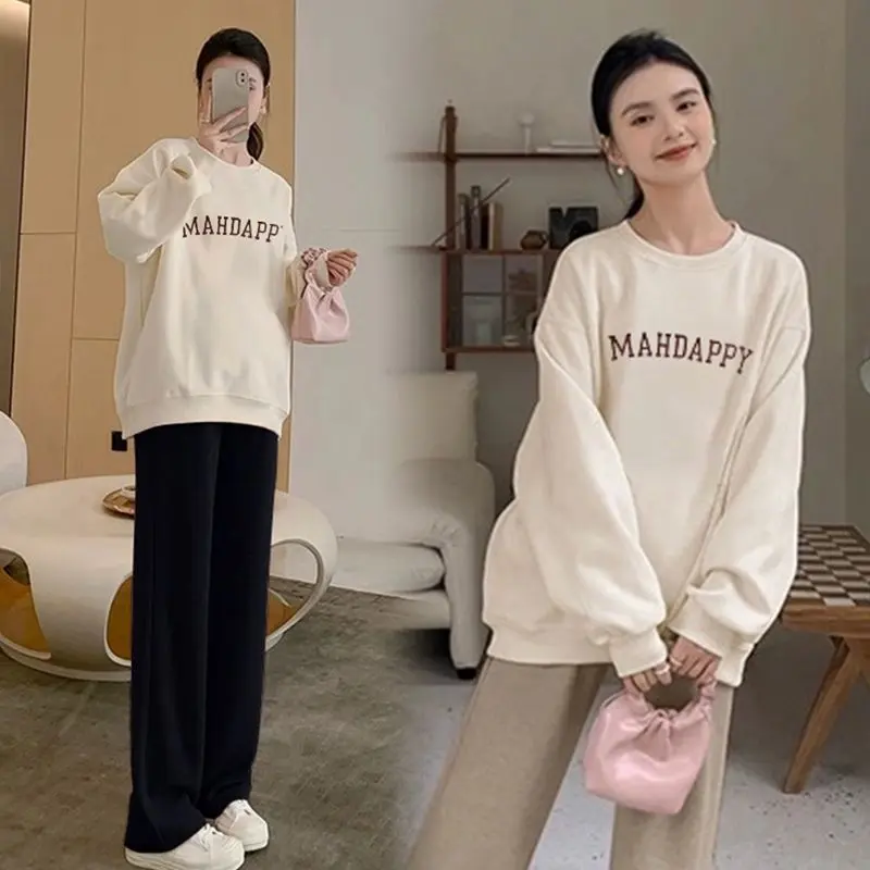 Quần Áo Bà Mang Thai, Bộ Đồ Mùa Xuân Và Mùa Thu, Thời Trang Thường Ngày Áo Len, Tay Áo Dài, Có Thiết Kế Bụng, Áo Khoác, Bộ Hai Mảnh, Thích Hợp Cho Mùa Xuân 7