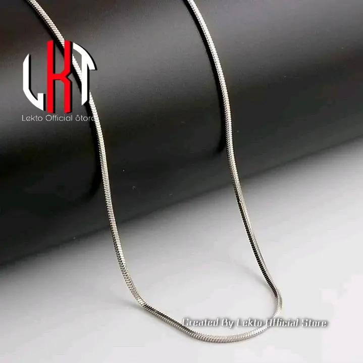 Kalung Titanium Anti Karat Selamanya Uniseks Pria Wanita Terlaris Motif Kotak SIERRA Monel Silver Pelapisan Logam Elegan 3