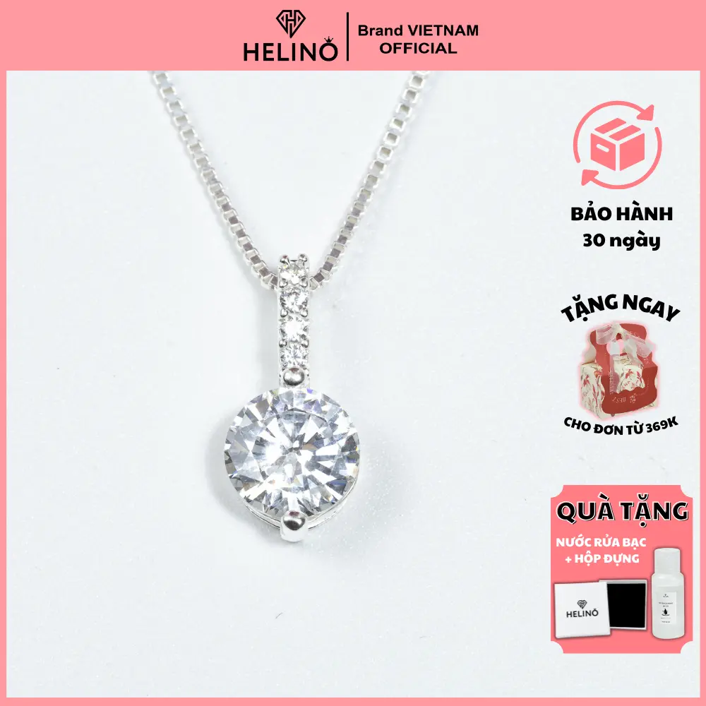 Dây chuyền bạc nữ HELINO, dây chuyền mặt tròn lấp lánh  C24