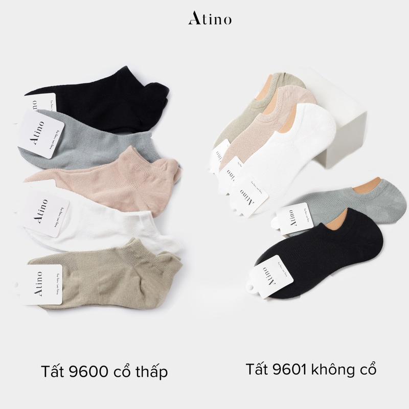 Tất / Vớ Nam Trơn Cotton ATINO 5.9600 - 5.9601 Menswear Thun Đen