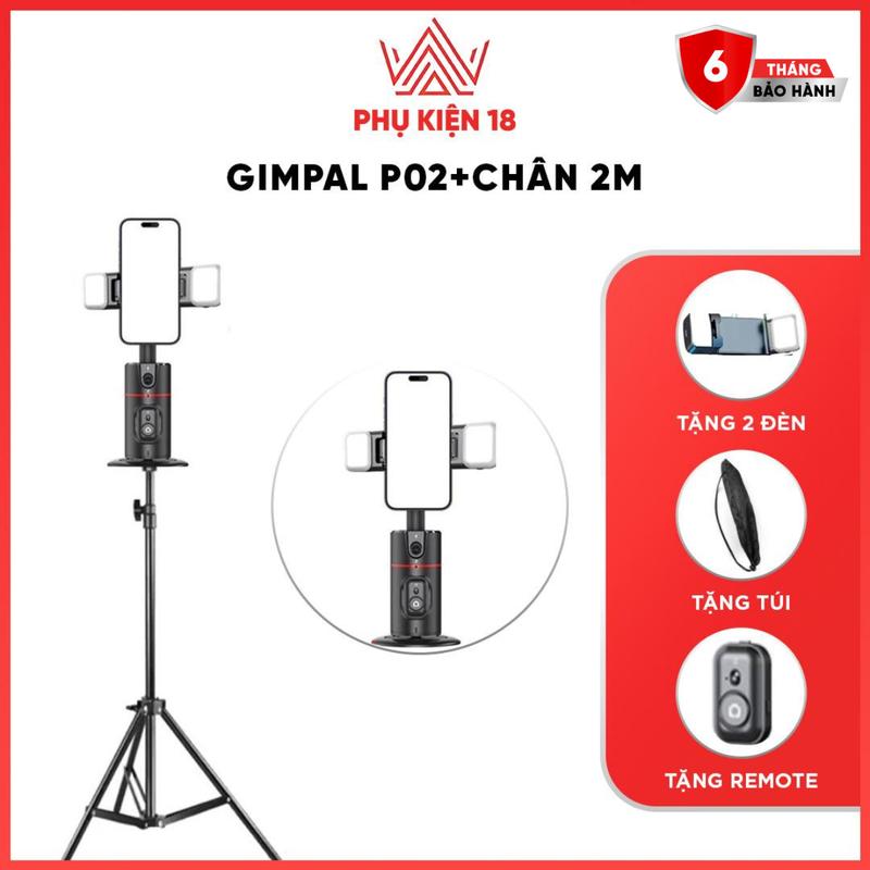   TẶNG 2 ĐÈN  Gimbal 360-P02 bản nâng cấp  Theo dõi thông minh 360 với giá đỡ điẹn thoại có thể thao rời Selfie Phone Giá Đỡ Điện Thoại 