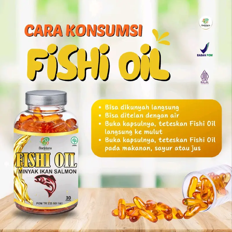 FISHI OIL 30 Kapsul Minya Ikan Salmon Mengandung Omega 3 Meningkatkan Kecerdasan Pada Otak 2