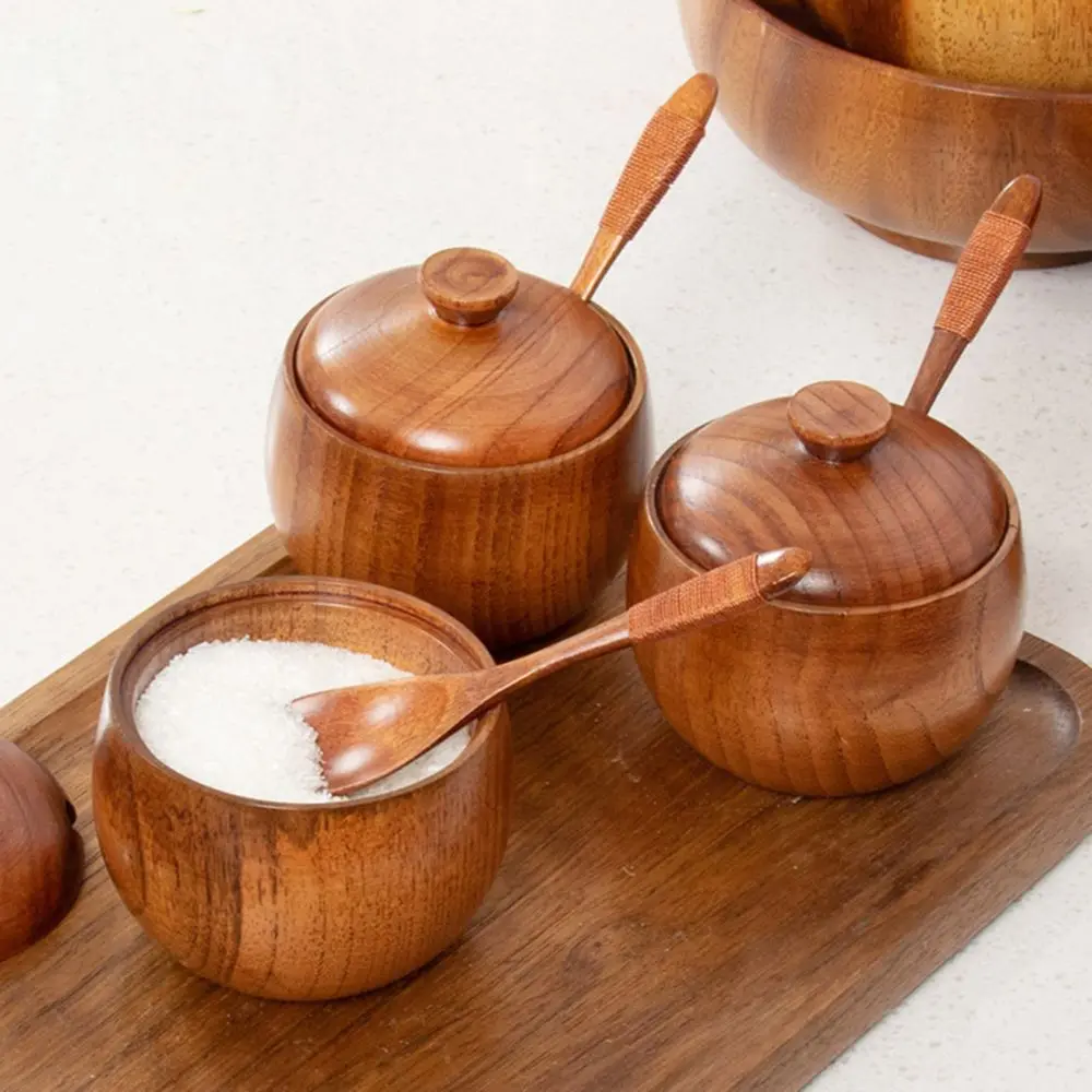 Strong Odorless Multifunctional Can Be Stored Retro Storage Box Seasoning Jar Seasoning Box Wooden Jar