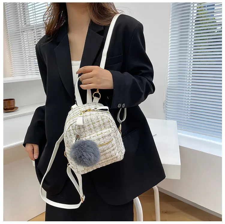 Ba Lô Nữ EMMAYCLSET Vải Dạ Kim Tuyến Đeo Được Chéo EM128 Đeo Vai Da Backpack mcm  balo 5